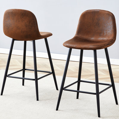 Brun - chaise de bar en tissu, assise et siège intégrés pour le confort, tissu doux, renfort croisé, conception arrondie réfléchie, choix de couleurs multiples