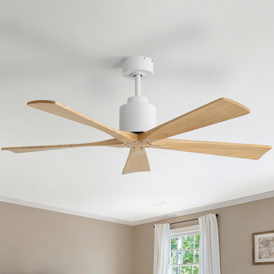 Ventilateur de plafond moderne à 5 pales de 52 po sans lumière avec télécommande et minuterie