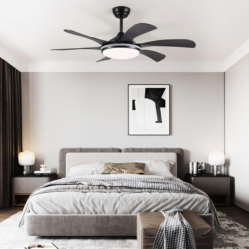 Ceiling Fan With Lights And Remote - 46" Modern Indoor Ceiling Fan Light Low Profile, Dimmable, Reversible Quiet Motor And Timing, Outdoor Ceiling Light For Covered Patios