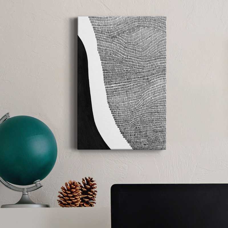 «Black & White Abstract I», reproduction sur toile tendue, H 12 po x l 8 po x P 1 po
