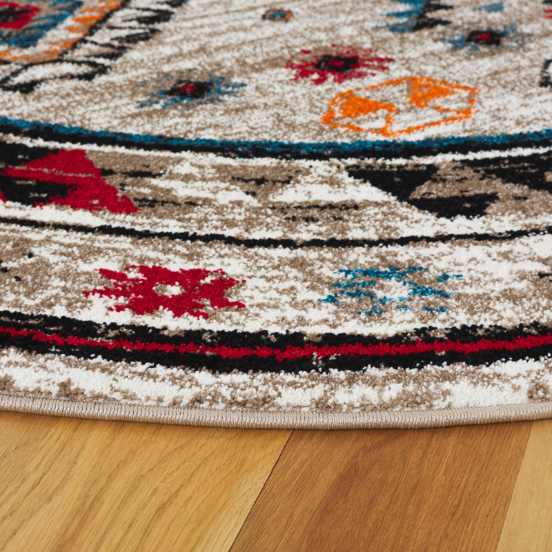 Tapis en polypropylène Loftus Southwestern, Rond 6 pi 7 po