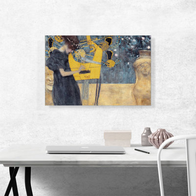 «Music I 1895» par Gustav Klimt - reproduction d'art sur toile tendue