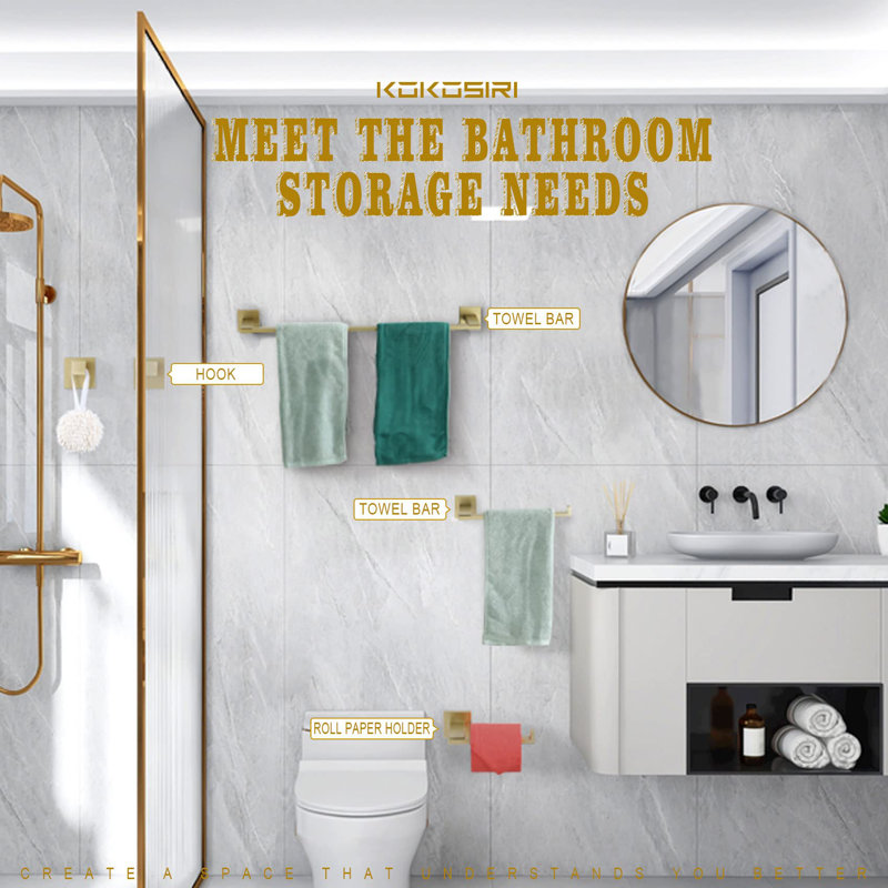 5 - Piece Bathroom Hardware Set, Gold