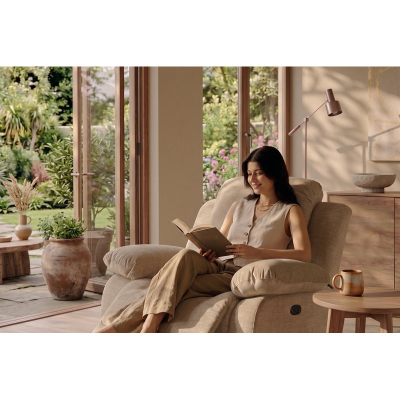 Chenille Fabric Valencia Recliner Chair, Oatmeal, Electric