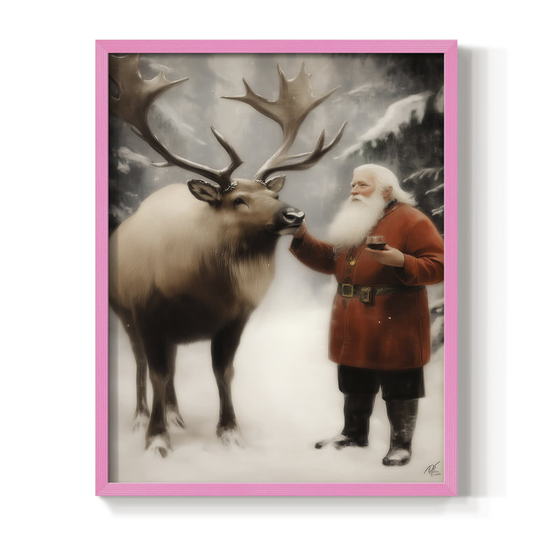 Art des Fêtes de Noël - série 2 - Cccxciii, reproduction encadrée - bois massif, Rose, H 15 po x l 12 po