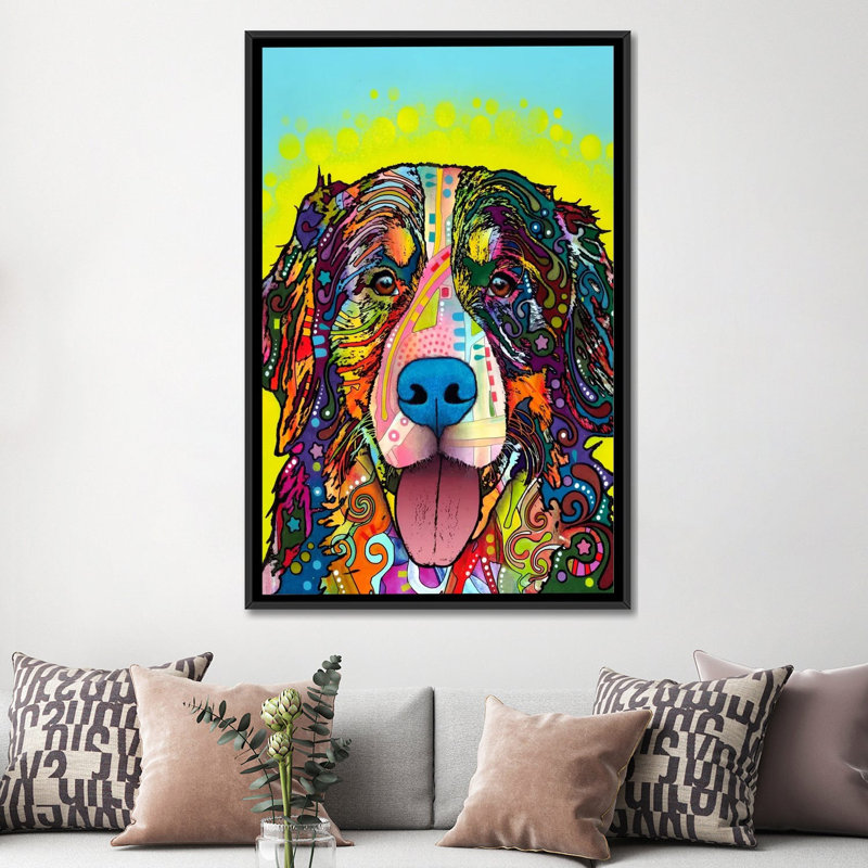 «Bernese Mountain Dog», impression sur toile, H 26 po x l 18 po x P 1,5 po, Toile avec cadre noir
