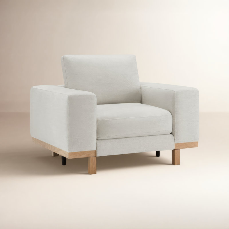 Arnette Upholstered Armchair, Brent Light Grey Basketweave