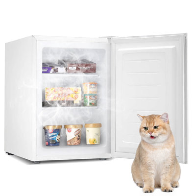 2.1 Cu.Ft Ultra-Compact Upright Freezer - 7-Temp Control, Reversible Door, Removable Shelves, Stainless Steel Finish,(Perfect for Dorm/Home/Office)