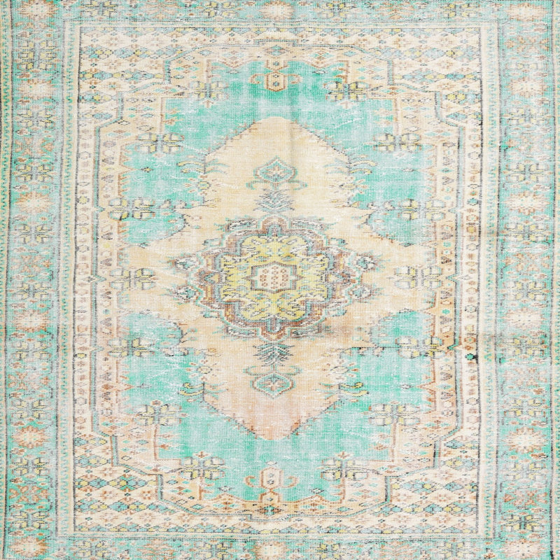 Tapis traditionnel beige/bleu area Colgate, Carré 6 pi