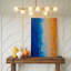 Toile, création d'une peinture expressionniste abstraite mettant en vedette un mélange dynamique d'art mural bleu marine foncé et orange vif-2020424336