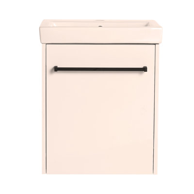 18'' Floating Wall-Mounted Bathroom Vanity with Ceramic Sink & Soft-Close Cabinet Door, For Small Bathroom
