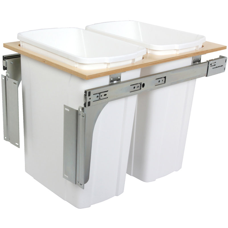 Poubelle déroulante 8,75 gallons en plastique à fixation sur le dessus double