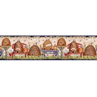 Bordure de papier peint de jardin Godee Country Beehive Sunflower L 15 pi x l 9,25 po