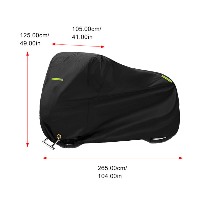 Housse de protection pour vélo Wothsi 210D Oxford, protection imperméable à l'eau et à la poussière avec bandes réfléchissantes et trou de serrure, 104 po x 41 po x 49 po / 265 * 105 * 125 cm pour les motocyclettes standard