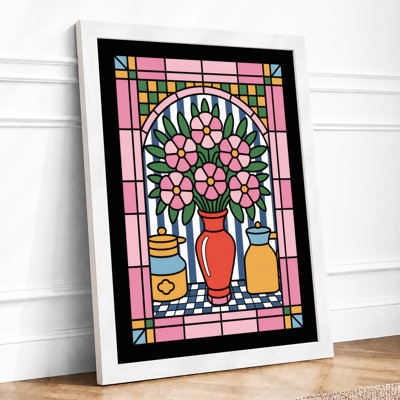 Stained Glass Bouquet Art Deco - Framed Print