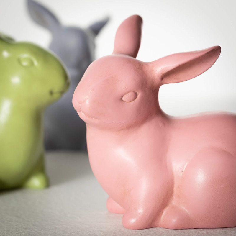 Multicolore, ensemble de 3 lapins de Pâques H 4 po