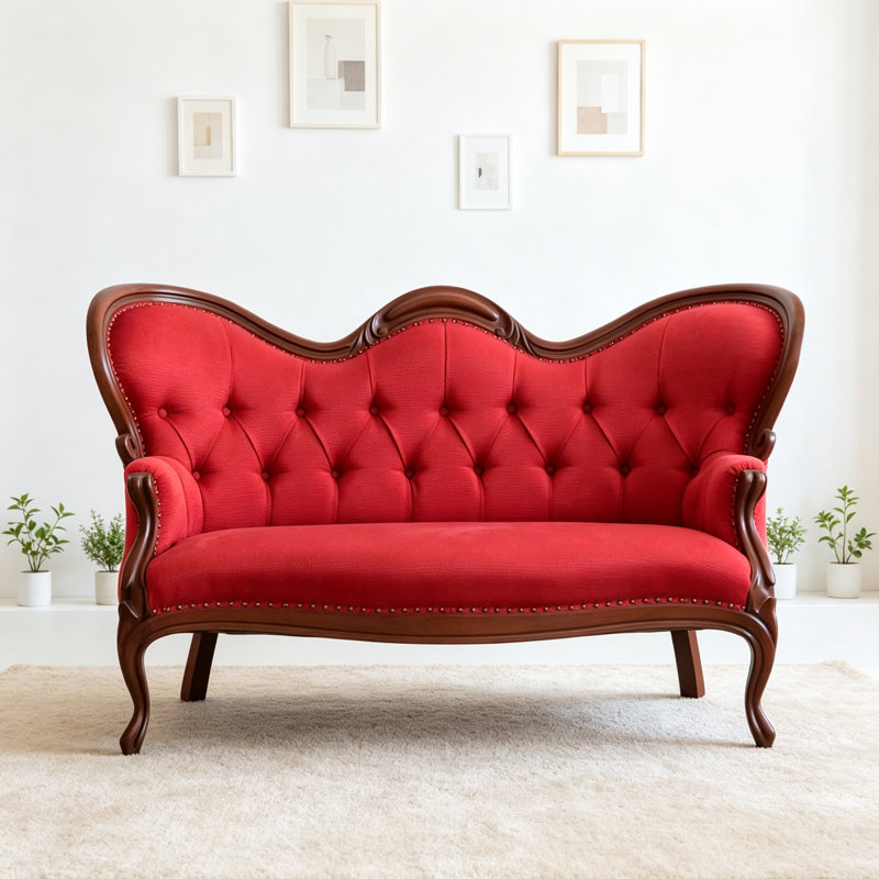 American Retro Fabric Red Sofa