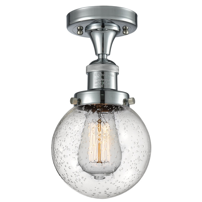Plafonnier semi-encastré simple sphère 6 po Araujo, Ampoule DEL 6 watts Vinage, Grainé, Or satiné