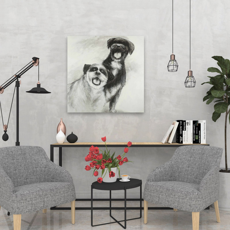 Toile «Happy Dogs» | Art animalier blanc pour la décoration intérieure