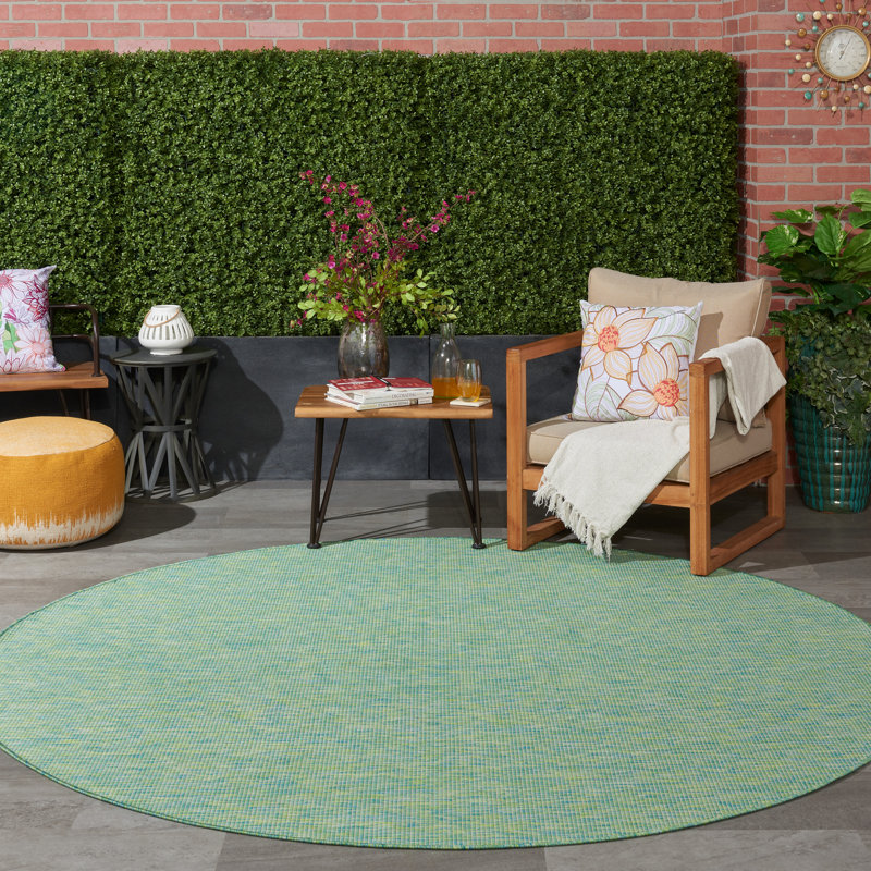 Lillehammer Solid Indoor/Outdoor Area Rug, Round 8', Green