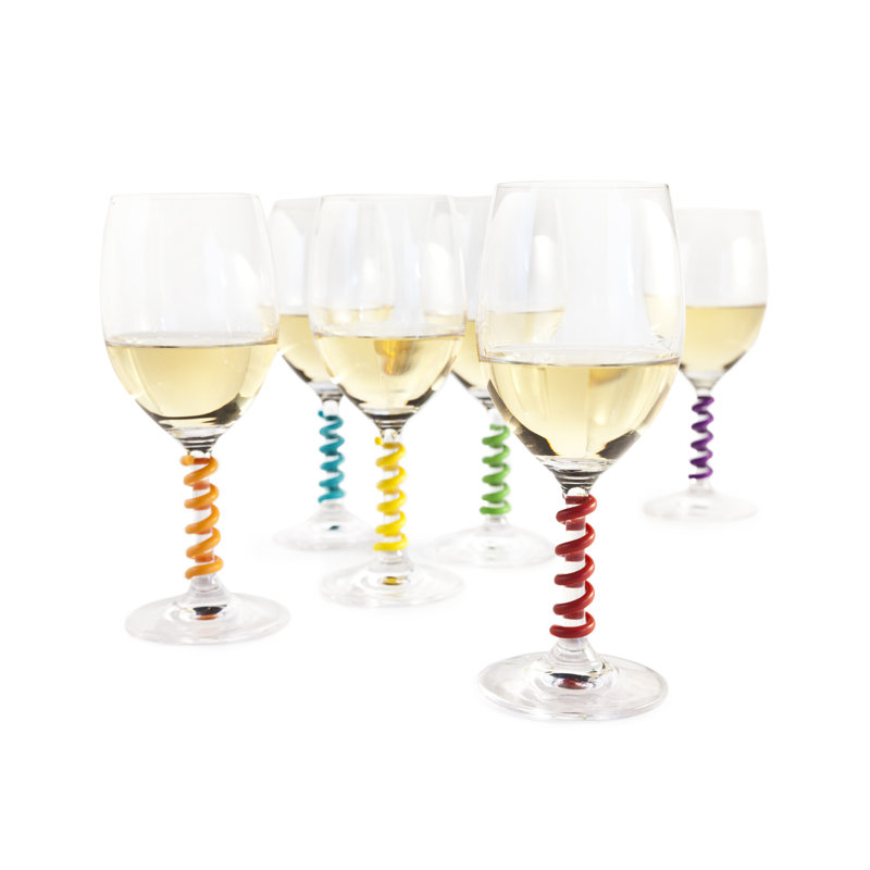 Multicolored Silicone Wine Glass Marker Charms Set of 6