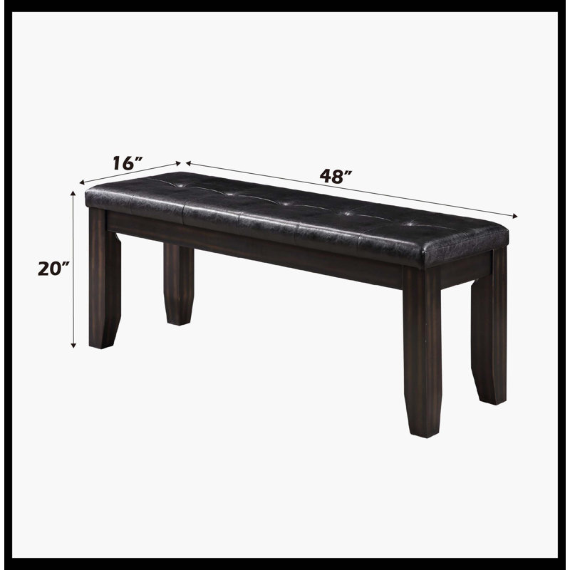 Banc en cuir synthétique noir Urbana et finition espresso