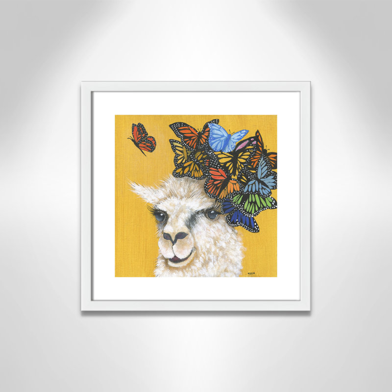 Art sur toile llama, H 17 po x l 17 po x P 1,18 po, Cadre blanc