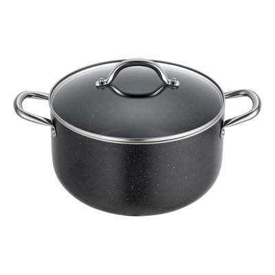 Aluminum Stock Pot, 6-Quart Nonstick Ceramic Coated Pot with Glass Lid, PFOA-Free, PFAS-Free, Compatible with Gas Stoves, Induction Cooktops, Electric Stoves, for Soups, Stews, and Pasta