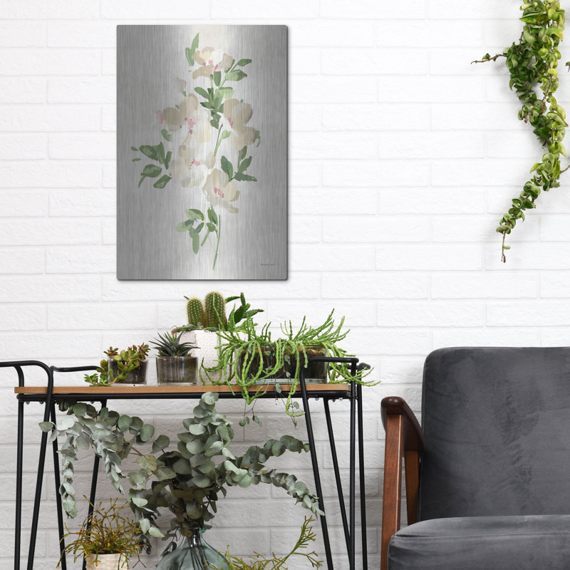 Art mural en métal Winston Porter «Impressionist Garden 2 Neutral» par Danhui Nai, H 16 po x l 12 po