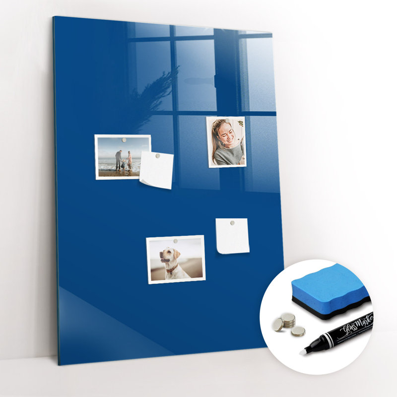 Magnetic Glass Dry Erase Board, Blue