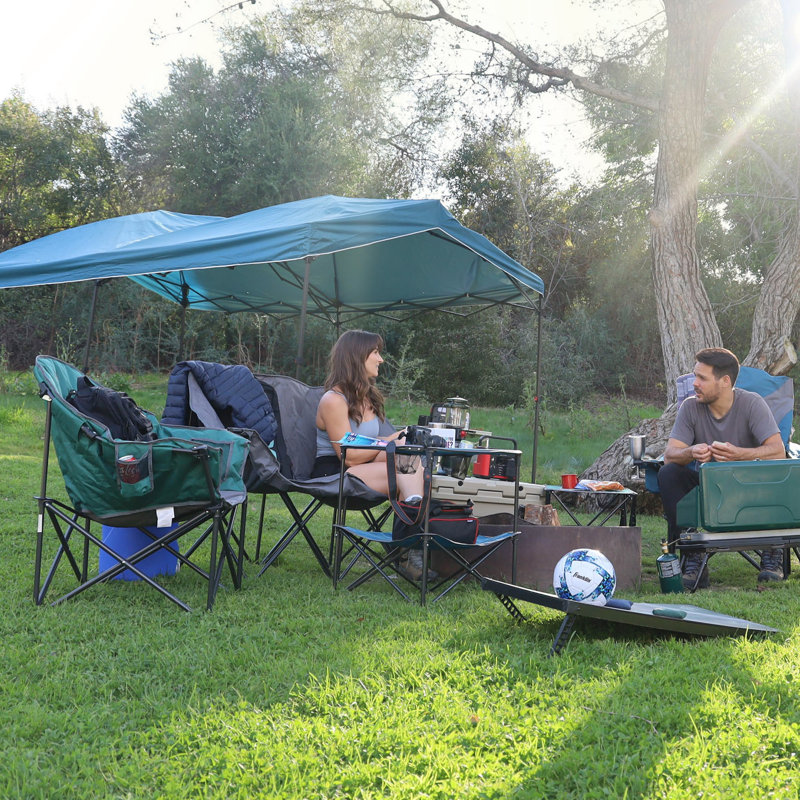 Forest Green Heavy-Duty Padded Folding Camping Chair with Cup Holder