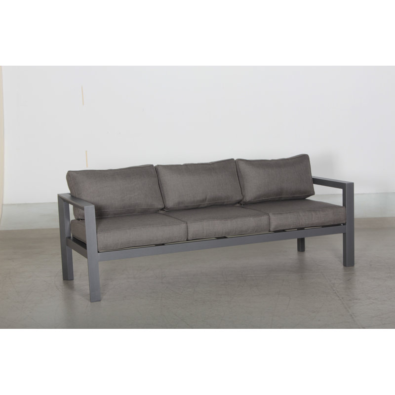 Canapé de patio avec coussins Abygayle, Gris anthracite