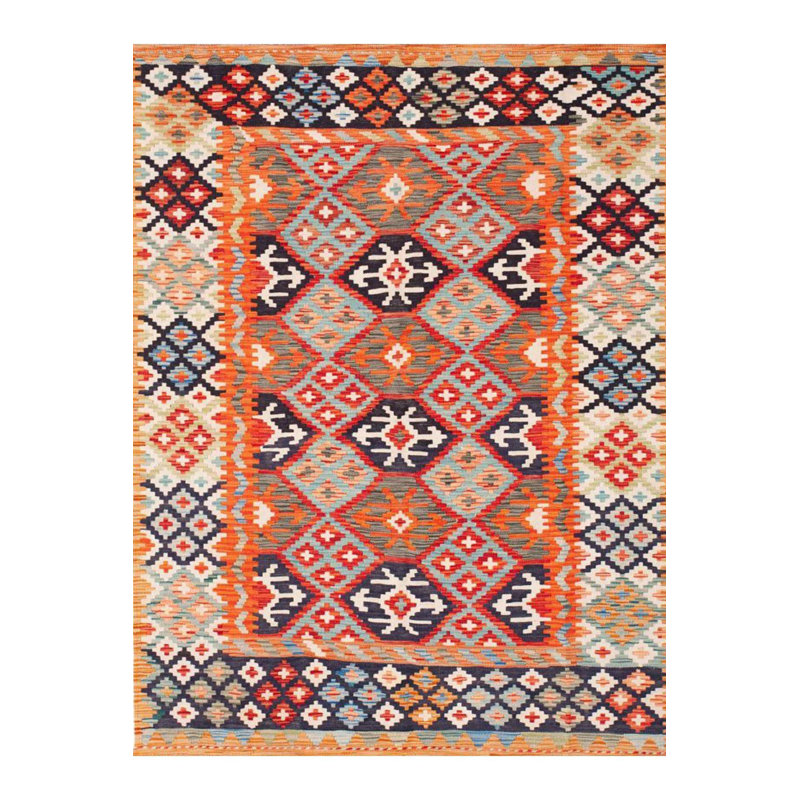 Tapis décoratif traditionnel multicolore lavable à la machine, Sous-tapis rectangulaire de 3 pi 3 po x 4 pi 11 po