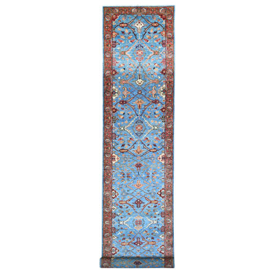 Tapis de couloir bleu en laine 3 pi 7 po x 21 pi 8 po Tolley One-of-a-Kind