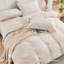 Ensemble de housse de couette beige grand lit 3 pièces avec housse de couette avec fermeture à glissière et housse de couette en microfibre brossée avec 8 attaches de coin