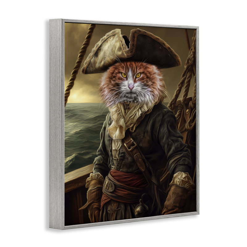 «Swashbuckling Whiskers», giclée encadrée par Kelley Parker, H 14 po x l 11 po, Estampe numérique Farmhouse