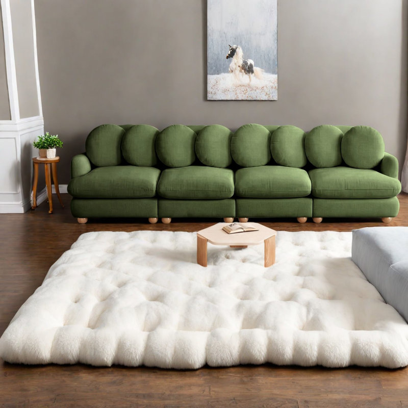 Canapé d'angle compressif en chenille, grand format, canapé moderne 4 places en bois massif pour la maison, Vert