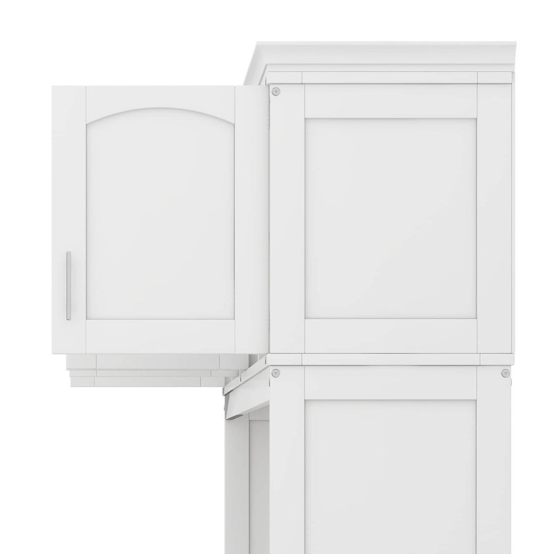 Lit escamotable double pleine grandeur avec armoires supérieures, commode cachée avec support à lattes de bois pour chambre à coucher, chambre d'amis