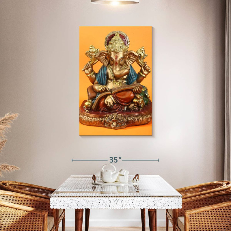 Adella Golden Ganapati Idol, H 45 po x l 30 po
