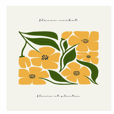 Impression florale florale jaune moderne sans cadre