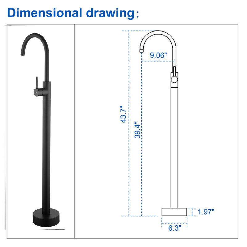 1 Handle Floor Clawfoot Tub Faucet, Black