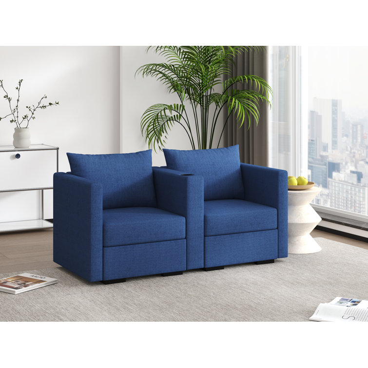 Modern Reception Loveseat With Built-In Cupholder Comfortable And Stylish