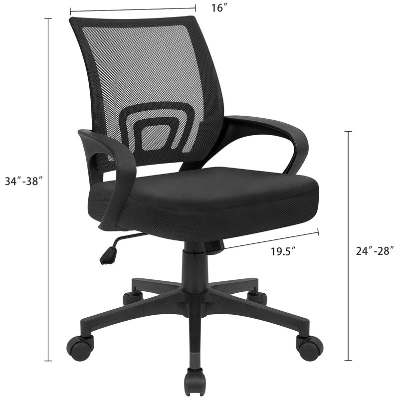 Chaise de bureau ergonomique en filet, Noir, 2