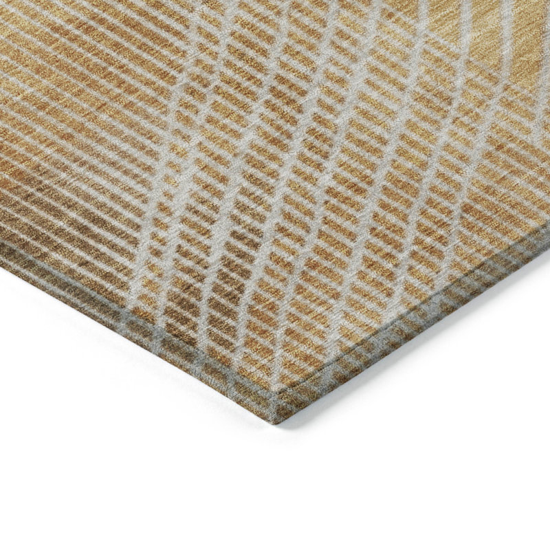Machine Washable Indoor/Outdoor Xhevrie Gold Rug, Rectangle 2'6" x 3'10"