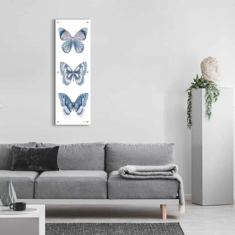  «Fragile Wings Butterfly Panel White» par Danhui Nai, art mural en verre acrylique, H 48 po x l 16 po