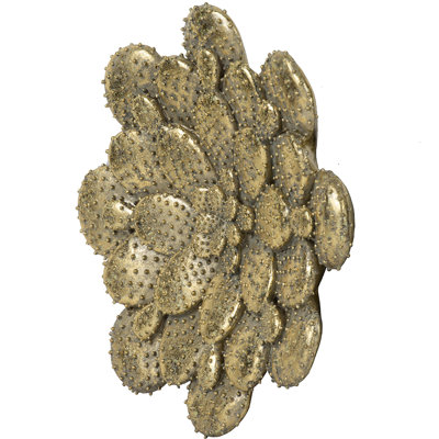 Gold Succulent Wall Plaque - 9.81 In. X 1.63 In., Resin & Metal, Modern Home Decor Piece 10X1.6X10 Inches, And Luminous Finish For Office