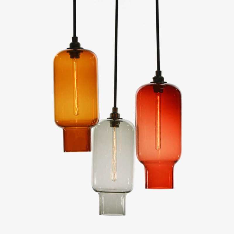 Sorbonne 3 - Light Pendant, Polished Bronze, Cognac/Cardinal/Smoke, 44" H