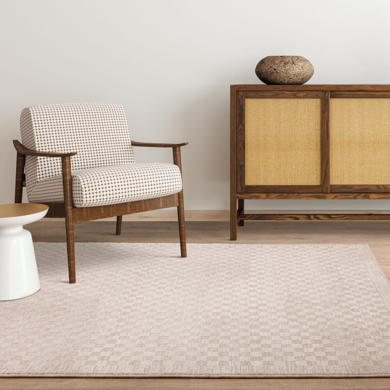 Asiatic Laurent Chequered Beige Area Rug, Rectangle 200 x 300 cm