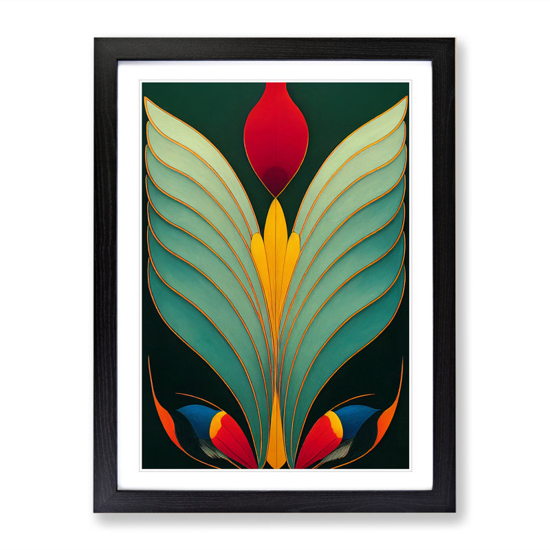 A Surreal Abstract Feather No.2 - Single Picture Frame Print, Black, 34cm H x 25cm W x 2cm D