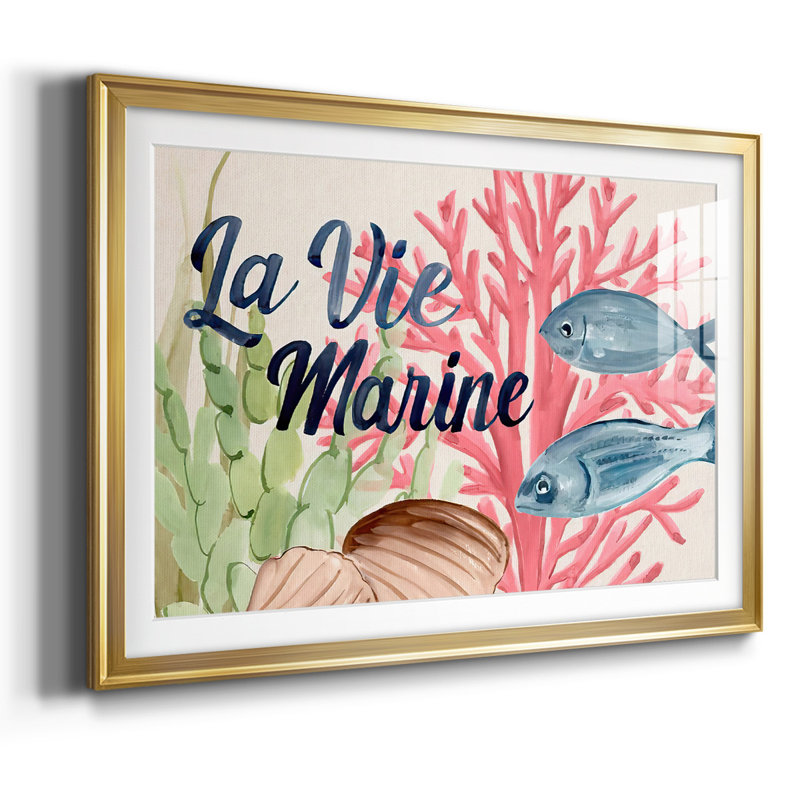 «Pastel Mer I», reproduction d'art sur papier, Or, H 15 po x l 21 po x P 1,5 po